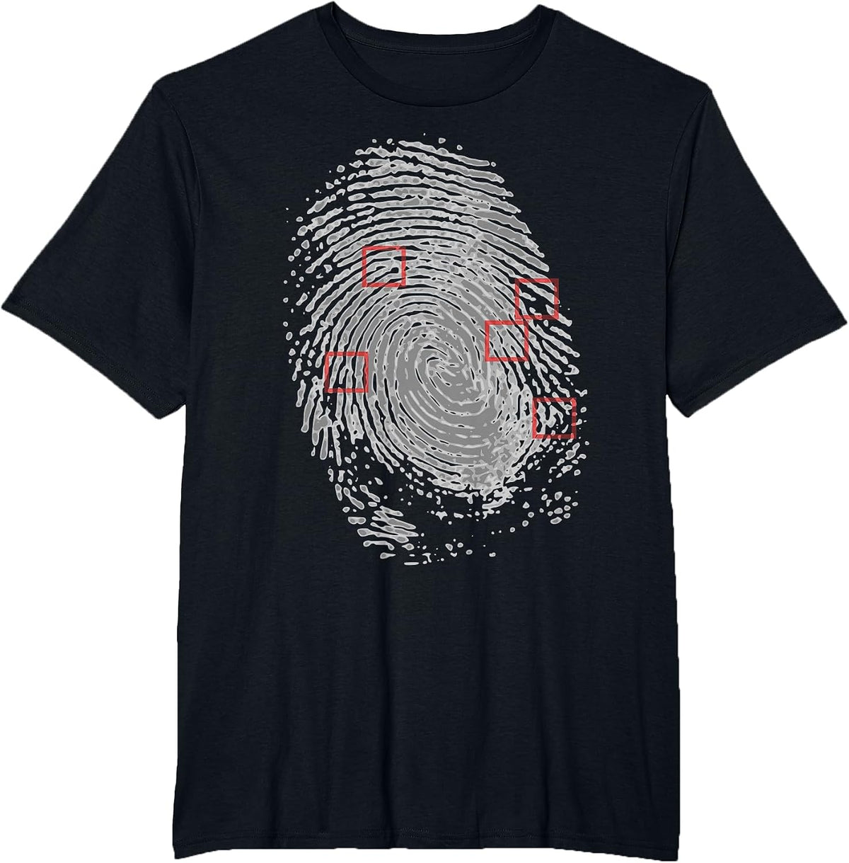 Thumbprint Fingerprint Detective Police Work T-Shirt - Black