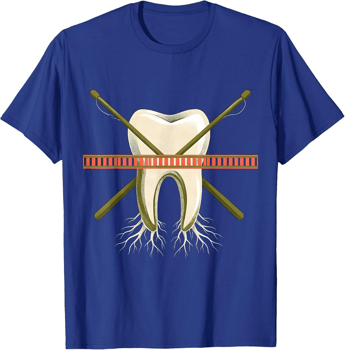Men's Midcentury Dental Floss Light Holiday Dentist Humor T-Shirt - Royal Blue