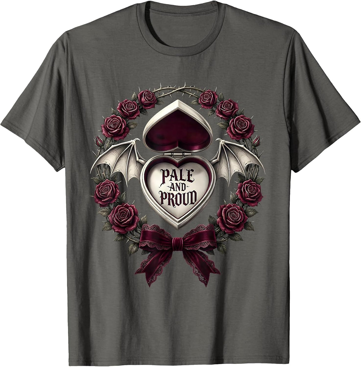 Men's Pale and Proud Goth Dark Aesthetic Design T-Shirt - Asphalt Grey