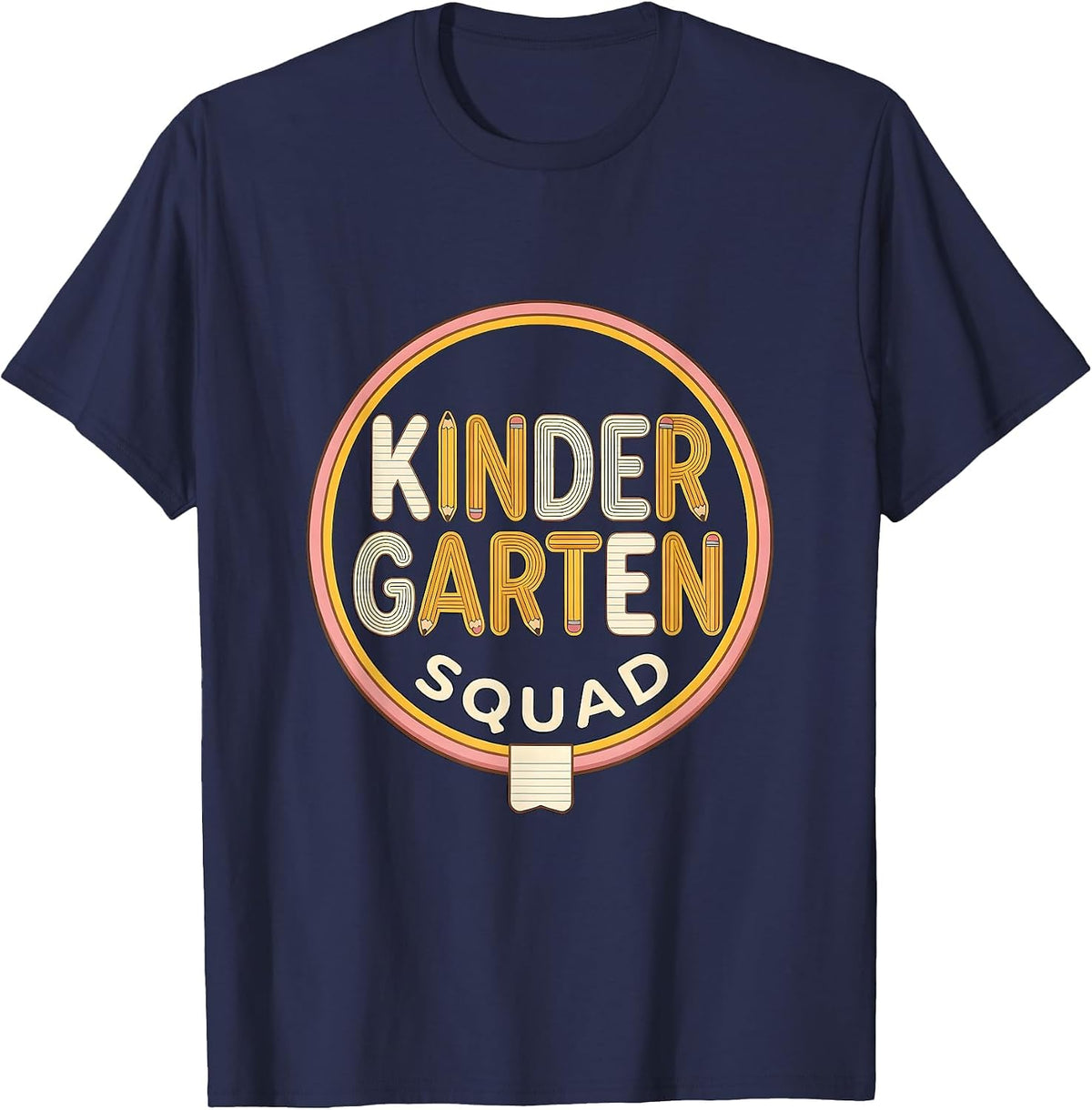 Kindergarten Squad Cheerful Back To School Teacher Student T-Shirt - Navy Blue