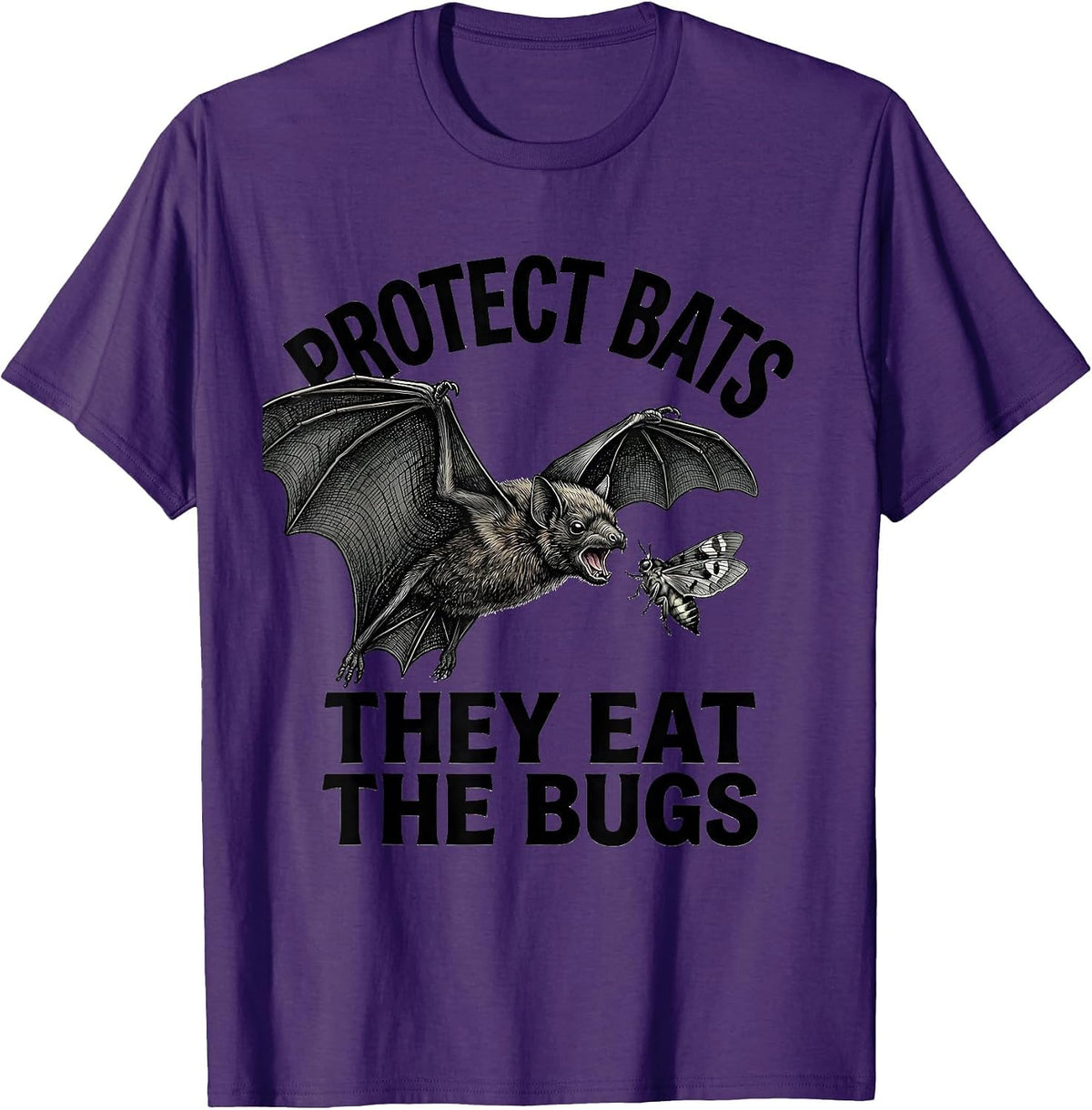 Protect Bats They Eat The Bugs Vintage Bat Lover Halloween T-Shirt - Purple