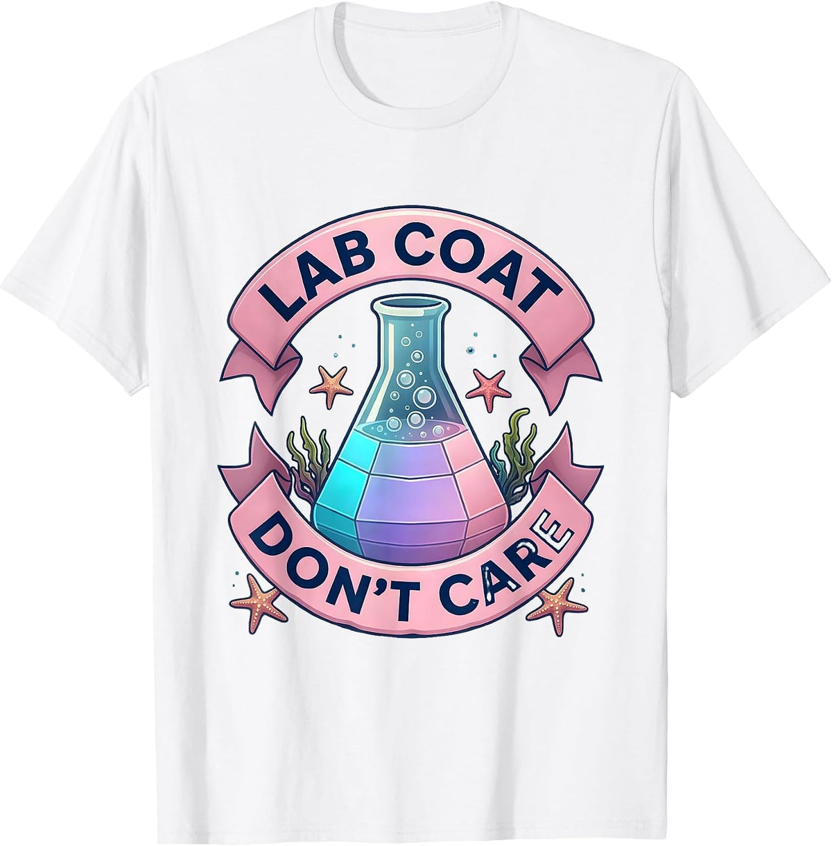 Men's Lab Coat Don't Care Funny Science Teacher Design T-Shirt - White