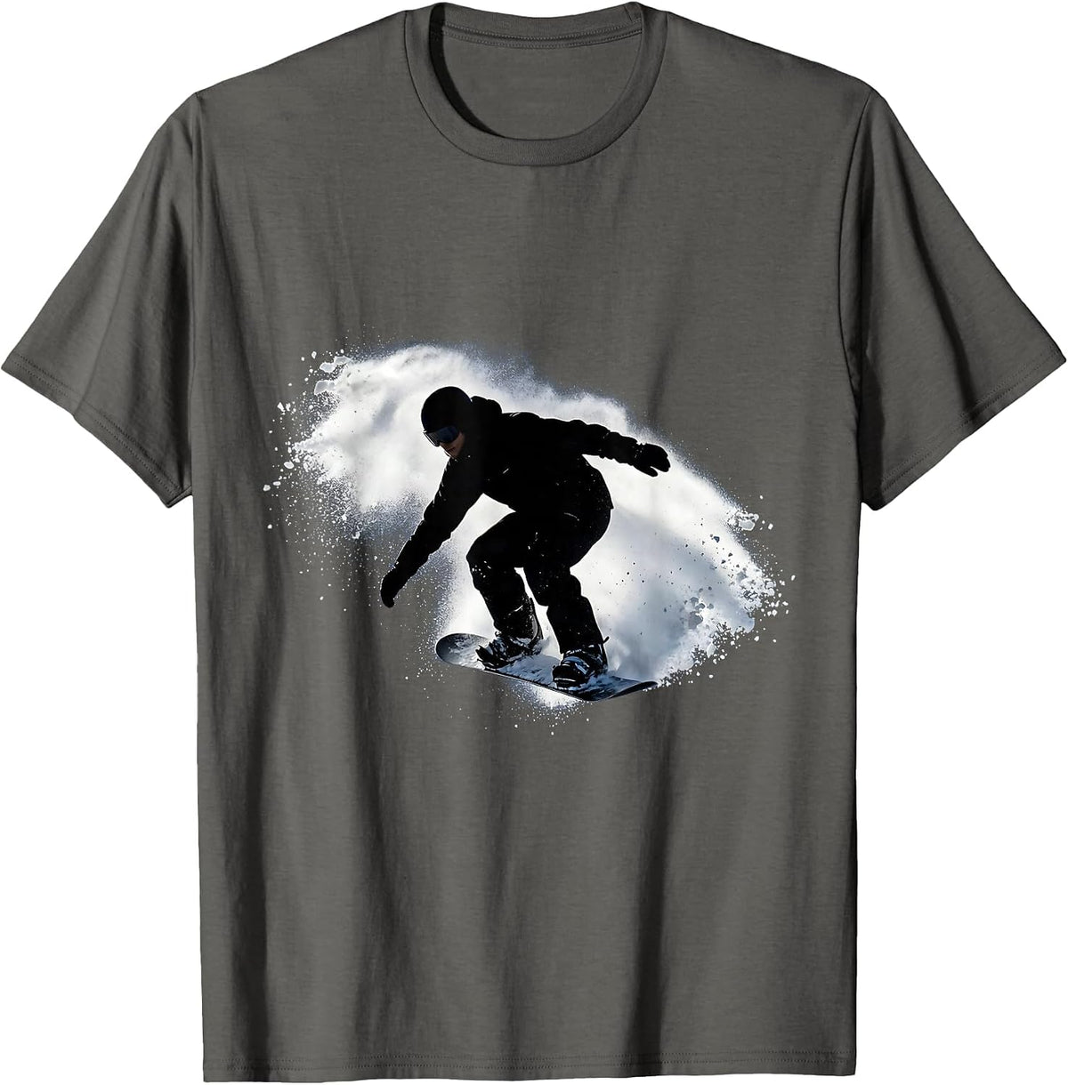 Men's Snowboarder Powder Spray Carving Graphic T-Shirt - Asphalt Grey