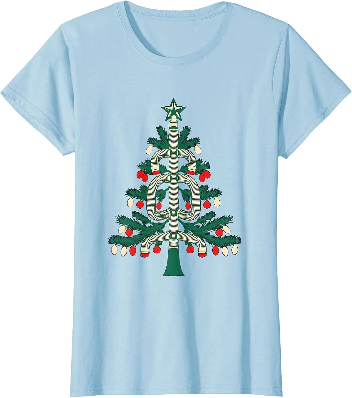 Women's Ventilator Circuit Christmas Respiratory Therapist Humor T-Shirt - Baby Blue