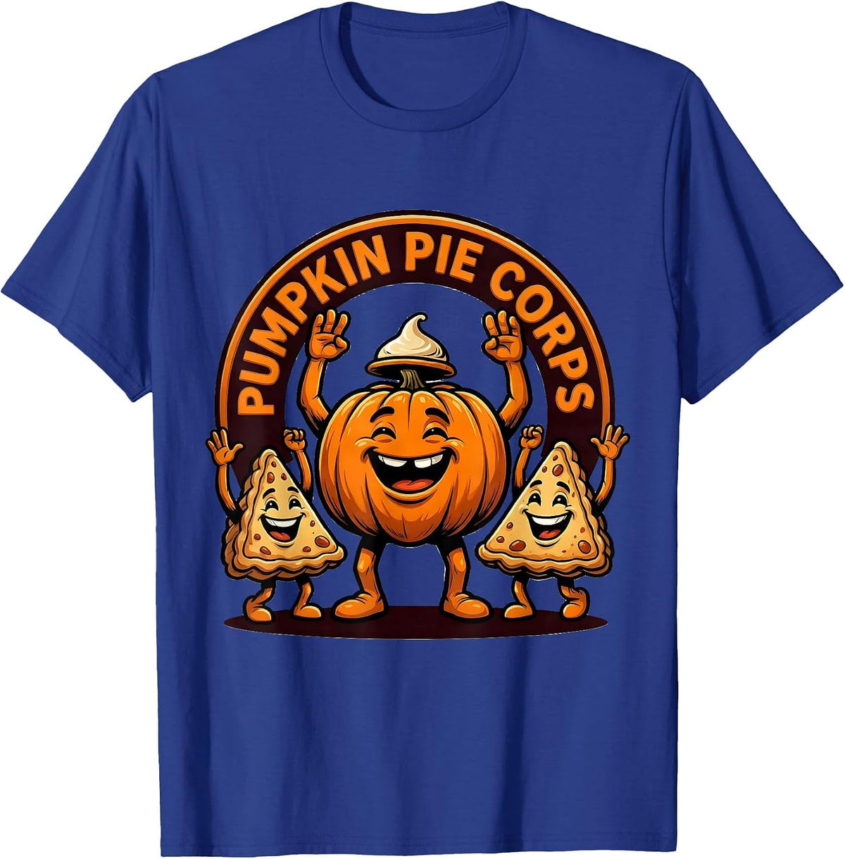 Men's Pumpkin Pie Corps Funny Thanksgiving Pie Lover Crew T-Shirt - Royal Blue