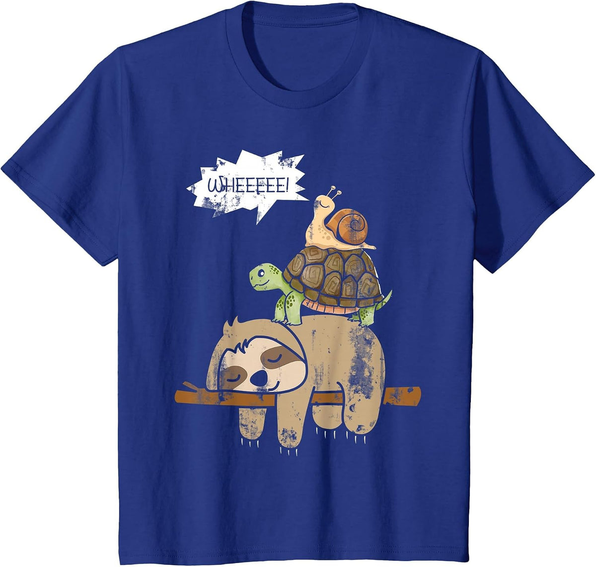 Turtle Riding A Sloth Whee Funny Sloth T-Shirt - Royal Blue
