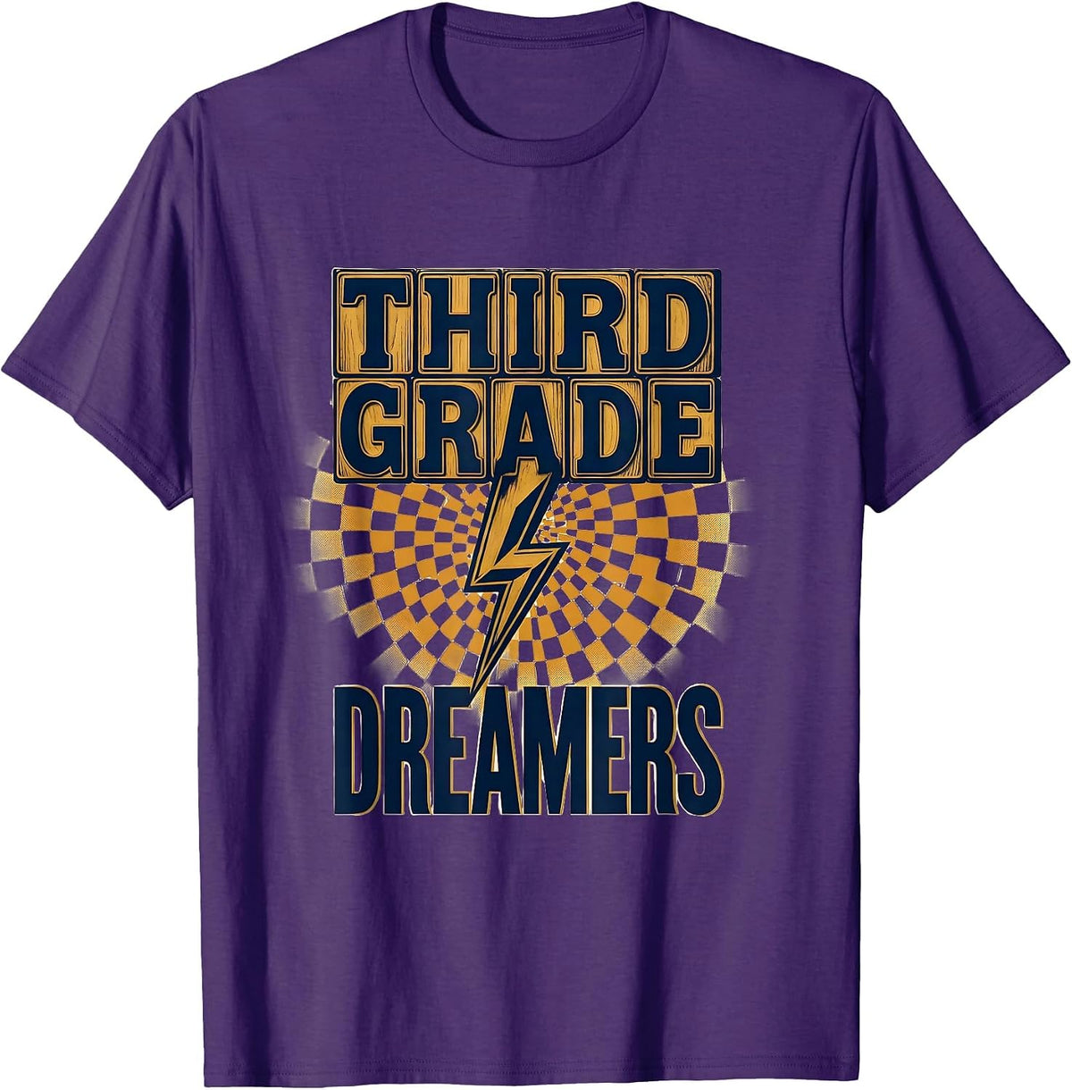 Third Grade Dreamers Retro Teacher Lightning Bolt T-Shirt - Purple