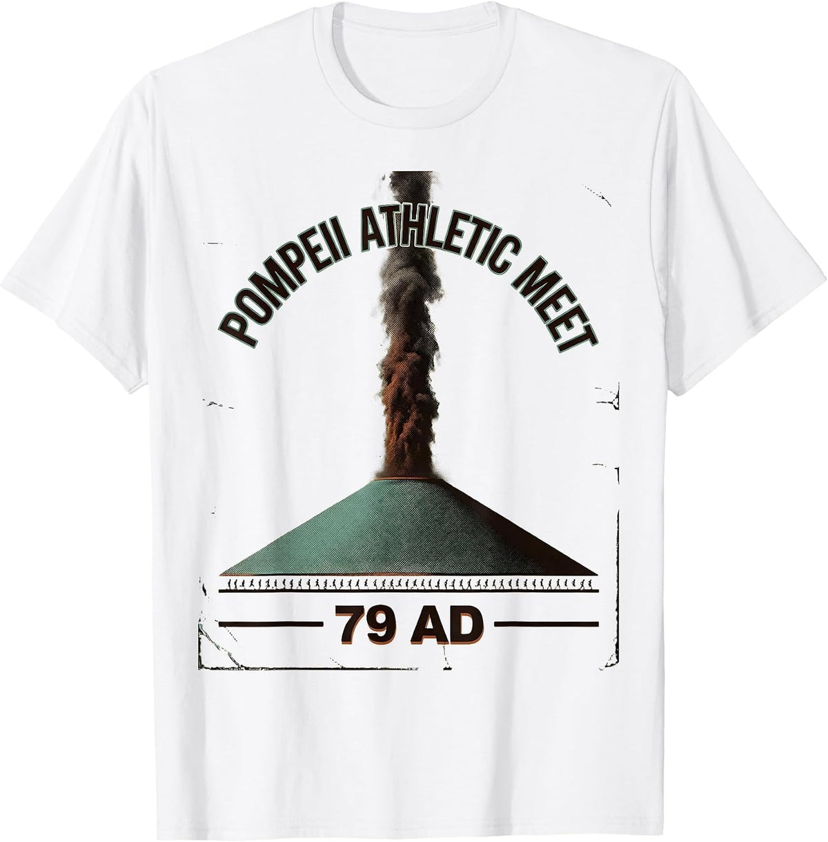 Men's Pompeii Athletic Meet 79 AD Vintage History Volcano Humor T-Shirt - White