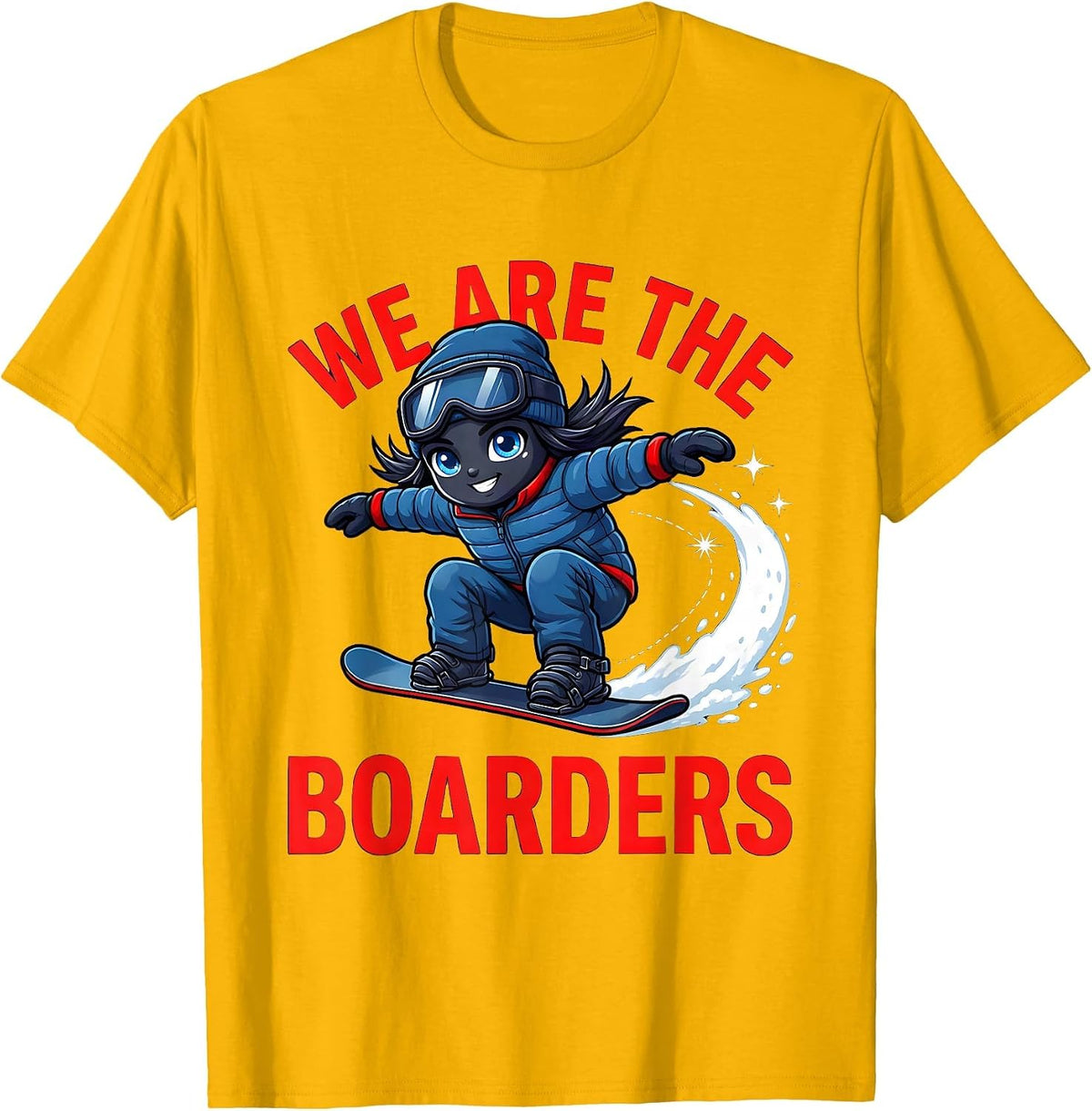 WE ARE THE BOARDERS Funny Cartoon Snowboarder Winter Gift T-Shirt - Golden Yellow
