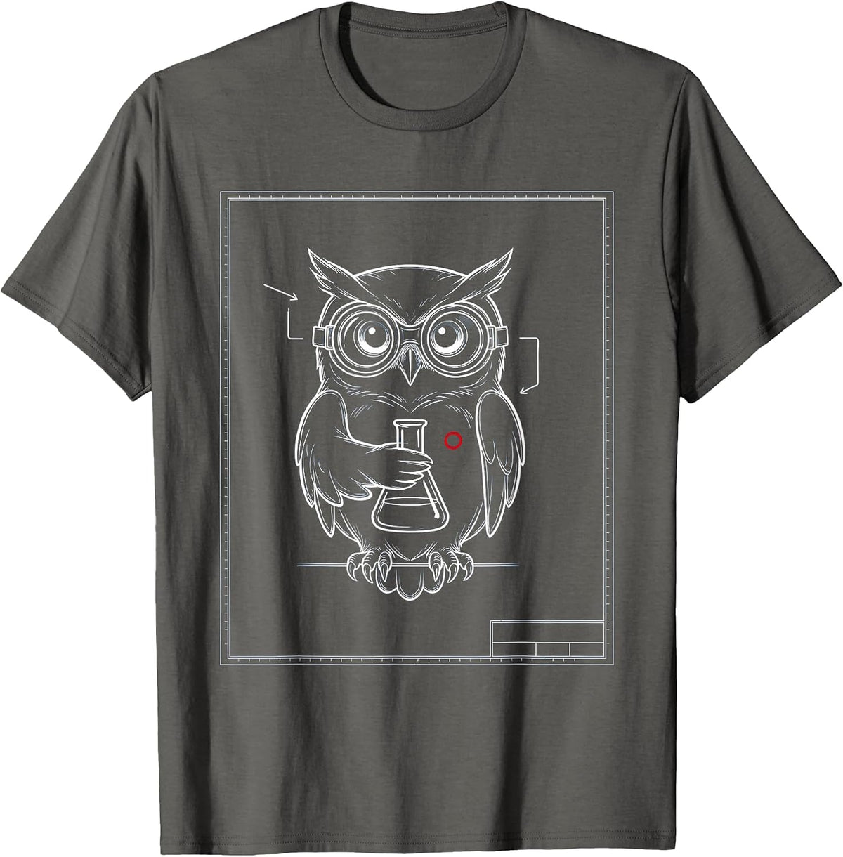 Men's Science Owl Lab Goggles Flask Graphic Tee T-Shirt - Asphalt Grey