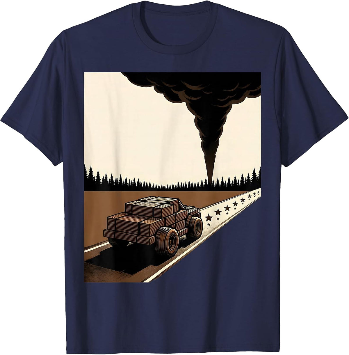 Men's Boxy Chase Vehicle Storm Chaser Meteorology Enthusiast T-Shirt - Navy Blue