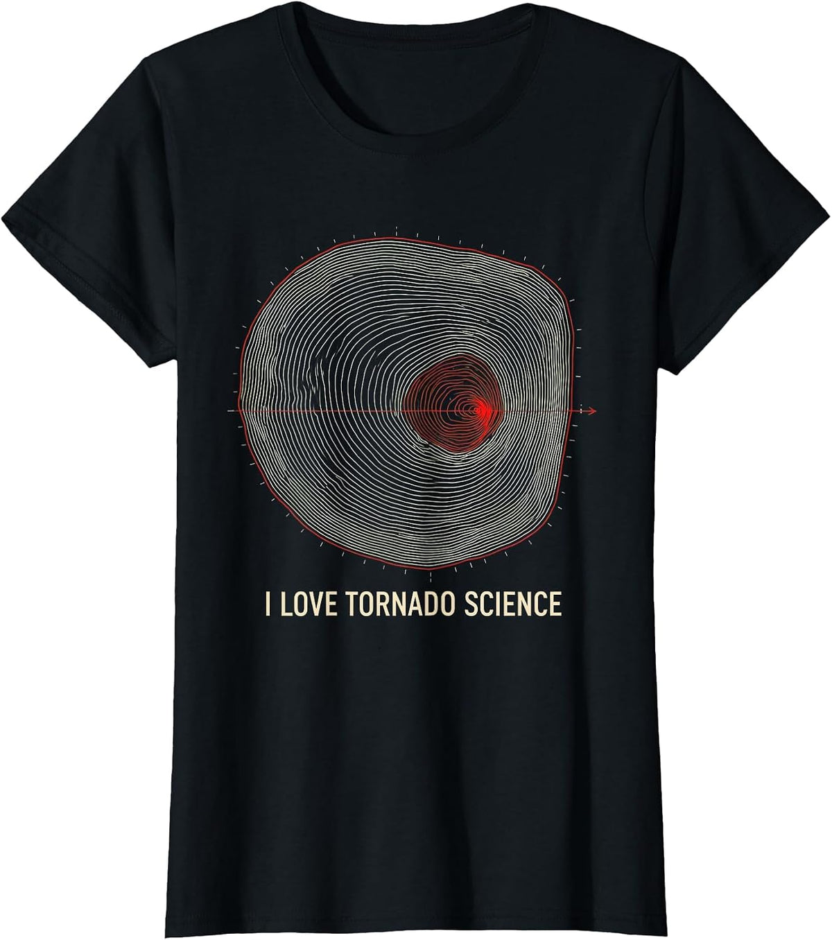 I Love Tornado Science Topographic Contour Storm Chaser T-Shirt - Black