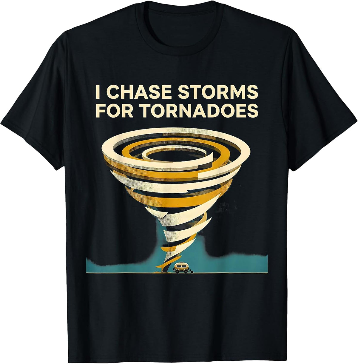 Men's I Chase Storms For Tornadoes Midcentury Modern Storm Chaser T-Shirt - Black