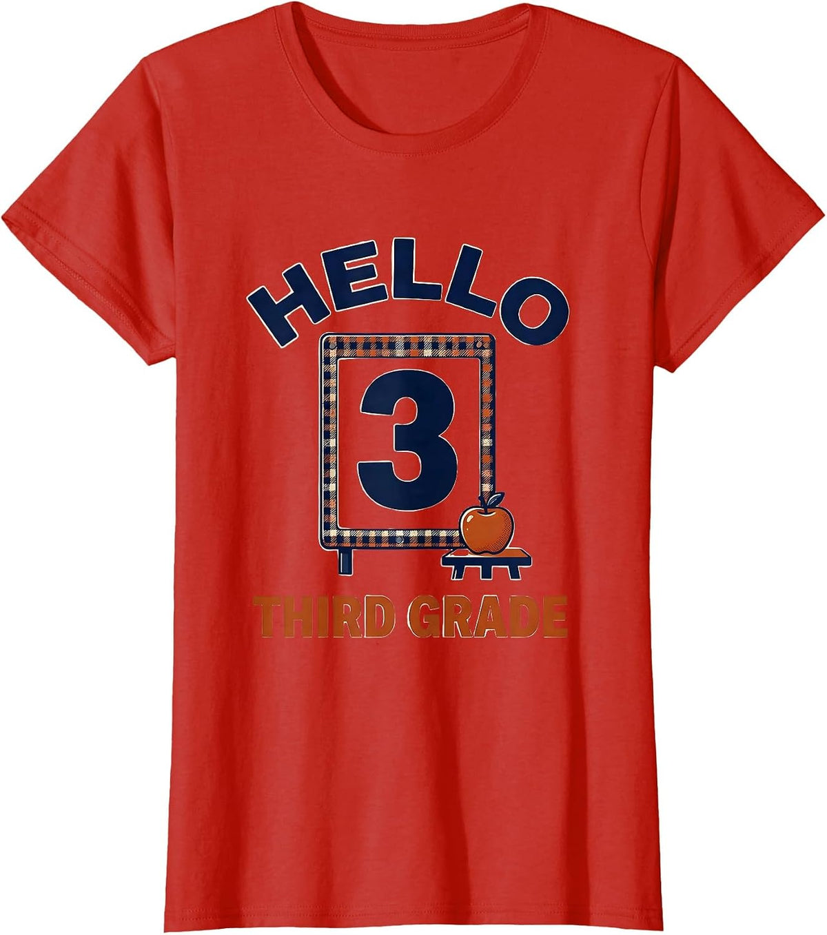 Women's Hello, Third Grade Cute Elementary Teacher Back To School T-Shirt - Red