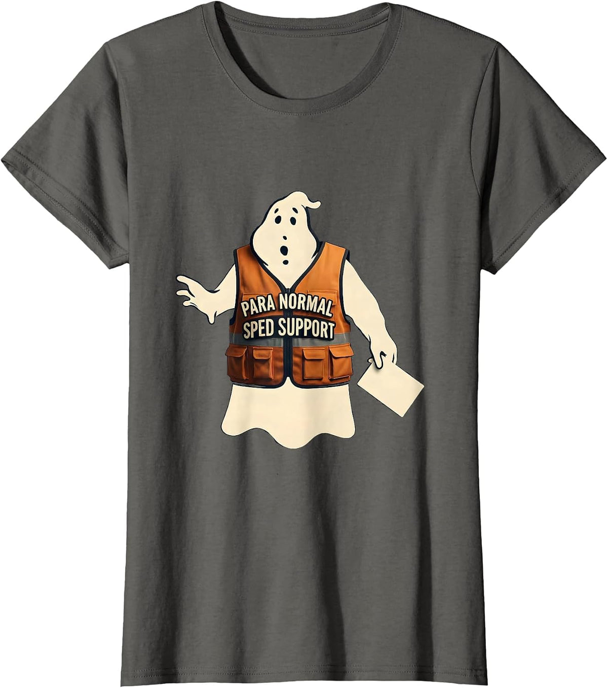 Women's Para Normal SPED Support Funny Ghost Paraprofessional T-Shirt - Asphalt Grey