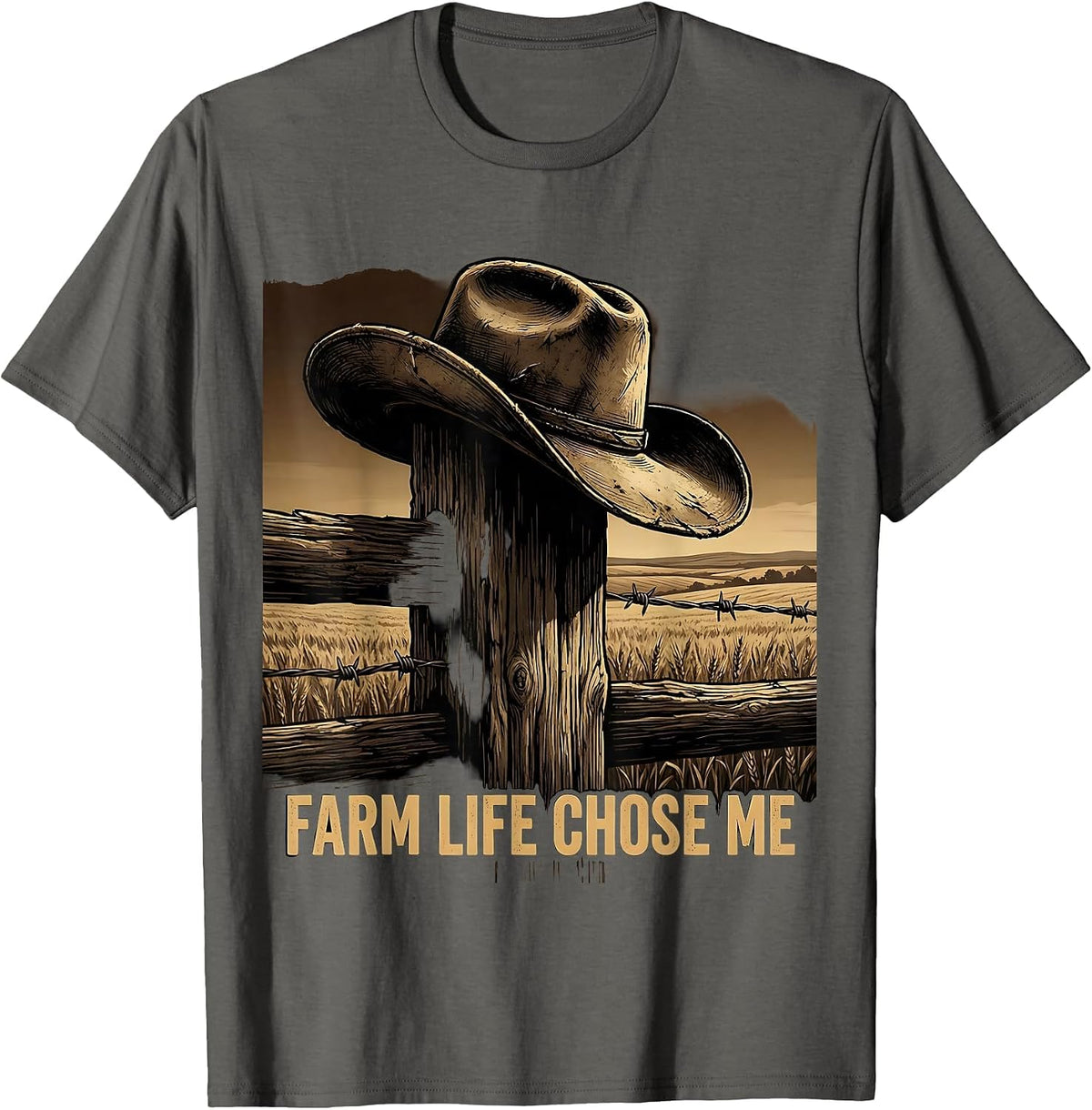 Men's Farm Life Chose Me Country Living Design T-Shirt - Asphalt Grey