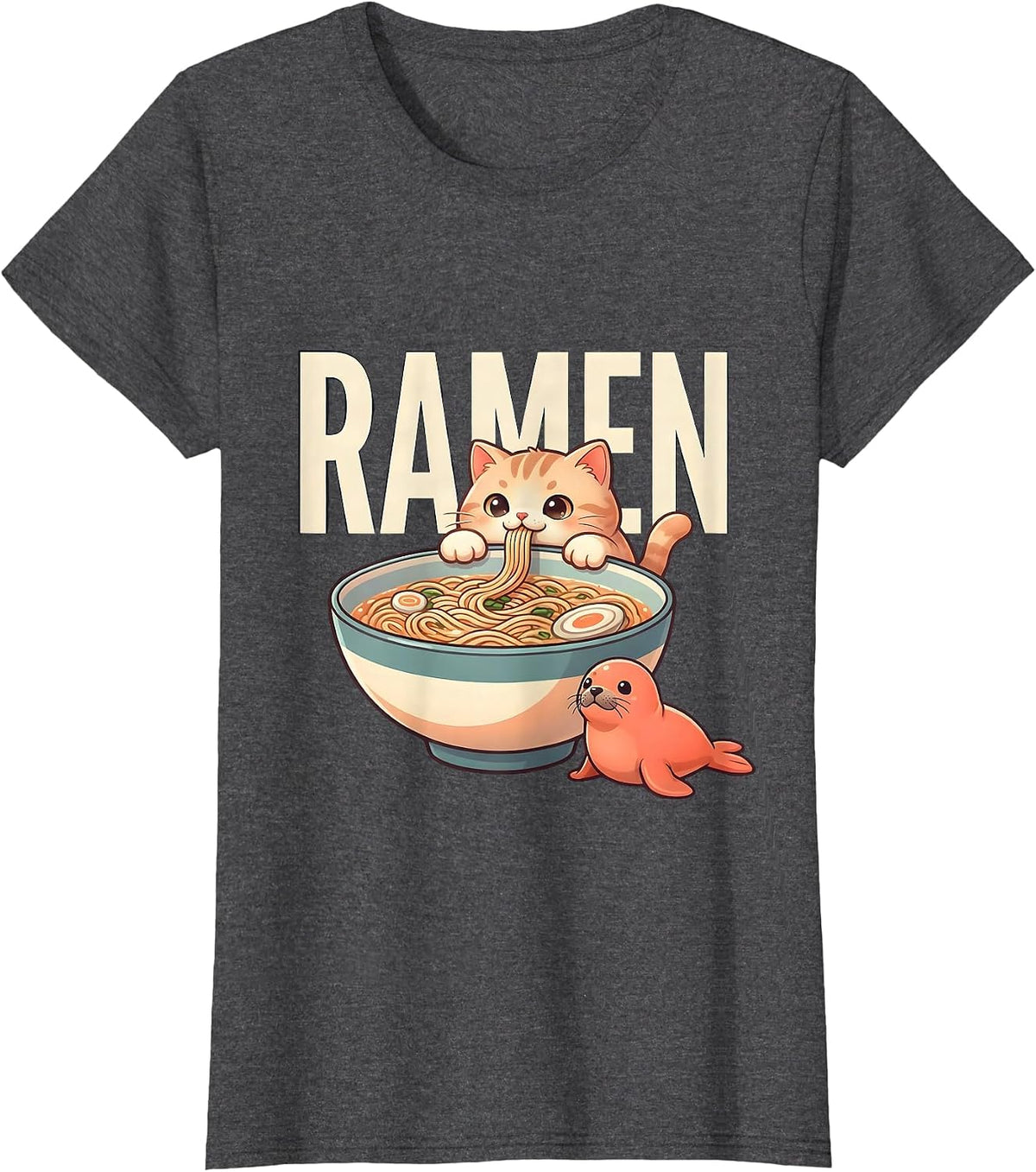 Women's RAMEN Cute Kawaii Cat Anime Japanese Ramen Lover Gift T-Shirt - Dark Heather Grey