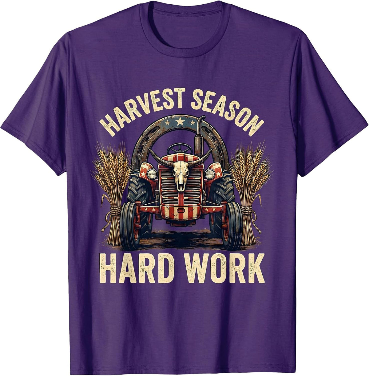 Harvest Season Hard Work Fall Farm Equipment Design T-Shirt - Purple