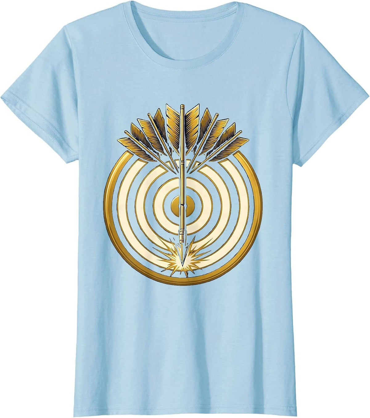 Women's Seven-Feathered Arrow Bullseye Archery Graphic T-Shirt - Baby Blue
