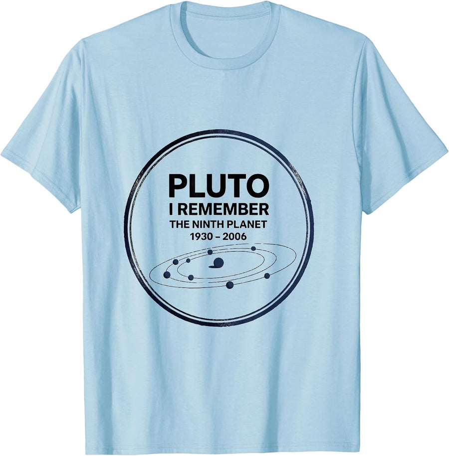 Men's Pluto, I Remember The Ninth Planet 1930–2006 Space Humor T-Shirt - Baby Blue