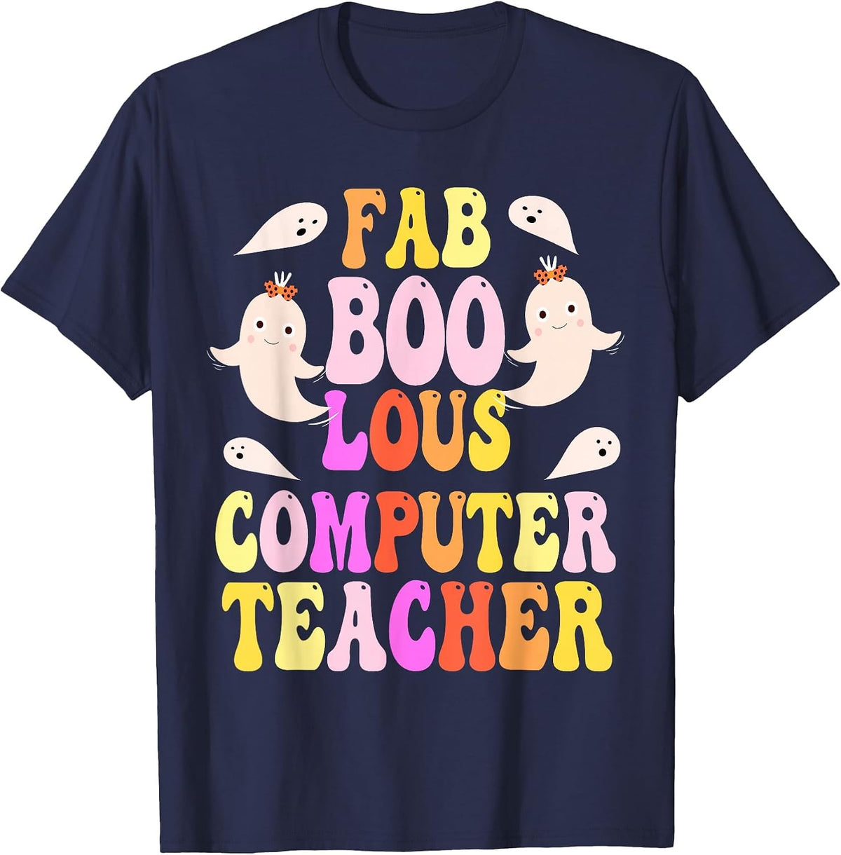 Faboolous Computer Teacher Costume This is My Spooky Mom Dad T-Shirt - Navy Blue