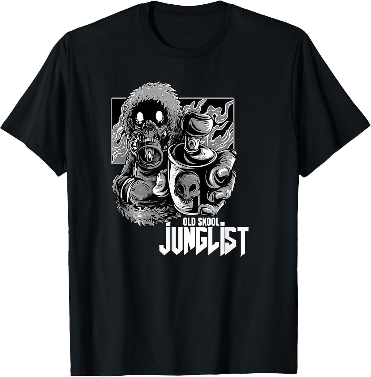 Junglist Raver Spray Can EDM Drum and Bass T-Shirt - Black