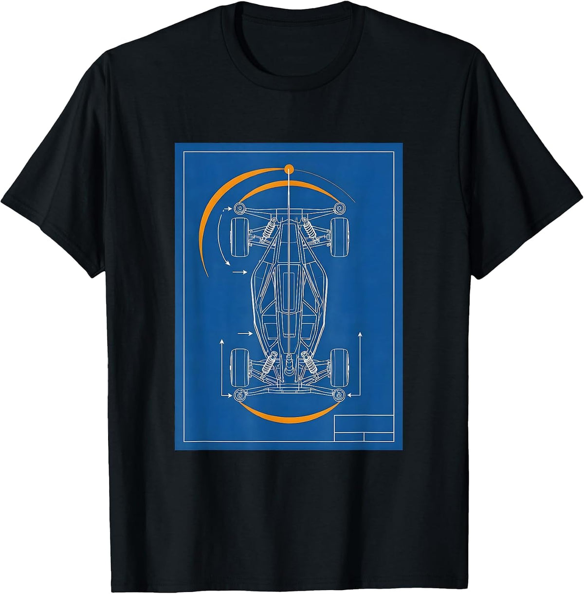 Men's RC Buggy Chassis Technical Blueprint Racing Enthusiast T-Shirt - Black