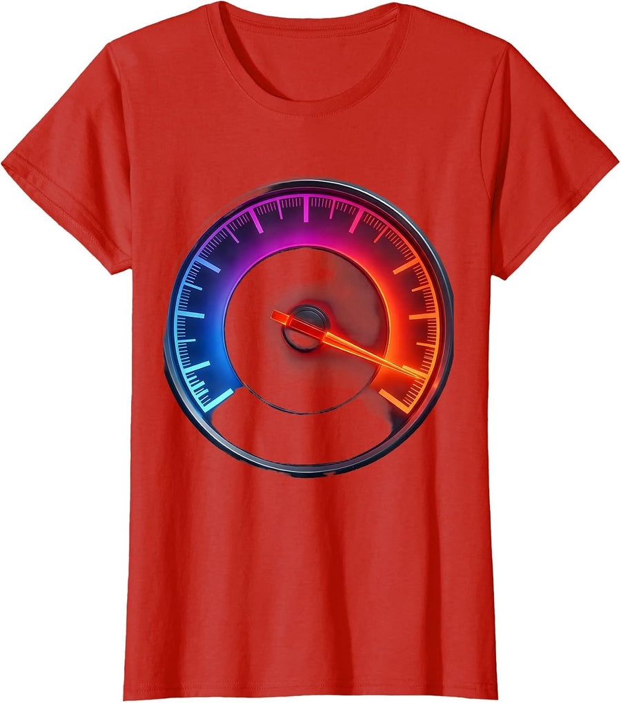 Women's ADHD Awareness Redline Speedometer Graphic T-Shirt - Red