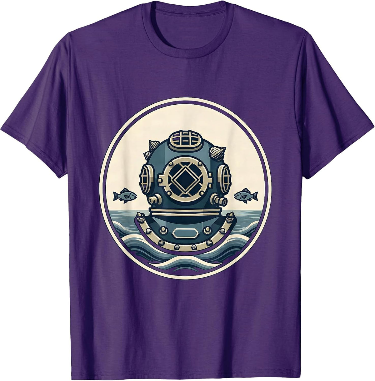 Men's Barnacle Diving Helmet Nautical Ocean Art T-Shirt - Purple