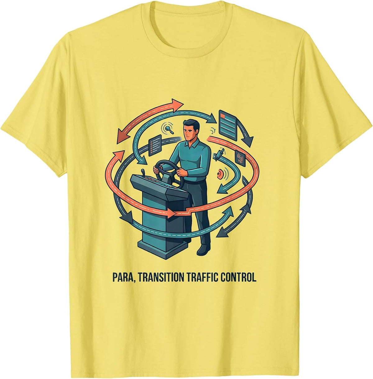 Men's Para Transition Traffic Control Funny Paraprofessional T-Shirt - Lemon Yellow