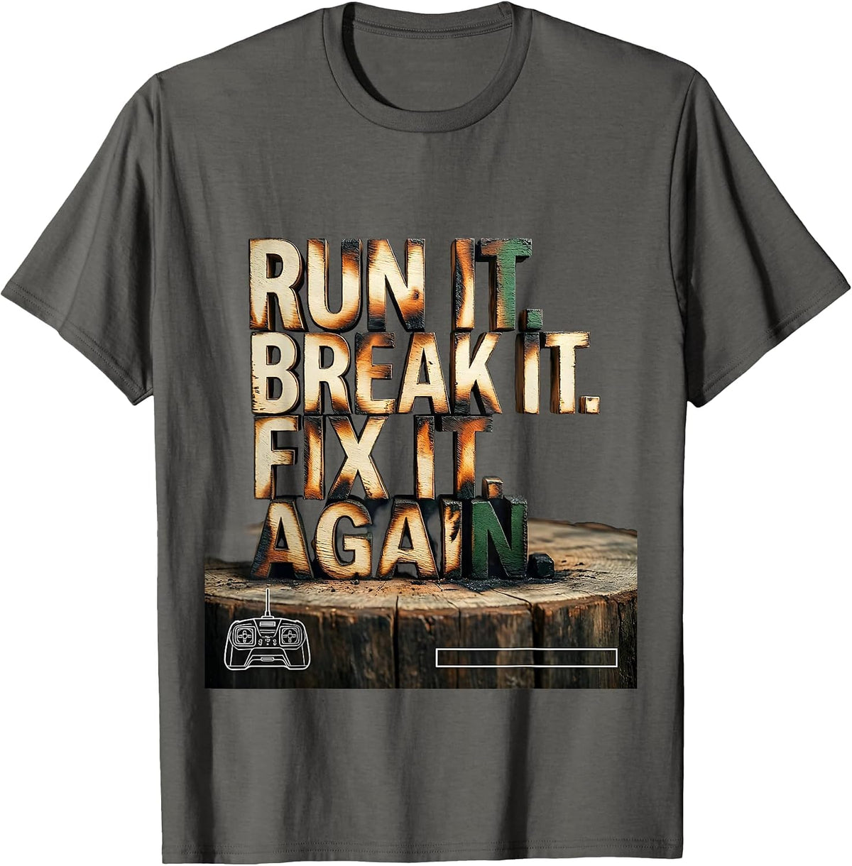 Run It Break It Fix It Again Vintage RC Car Racing Drag T-Shirt - Asphalt Grey