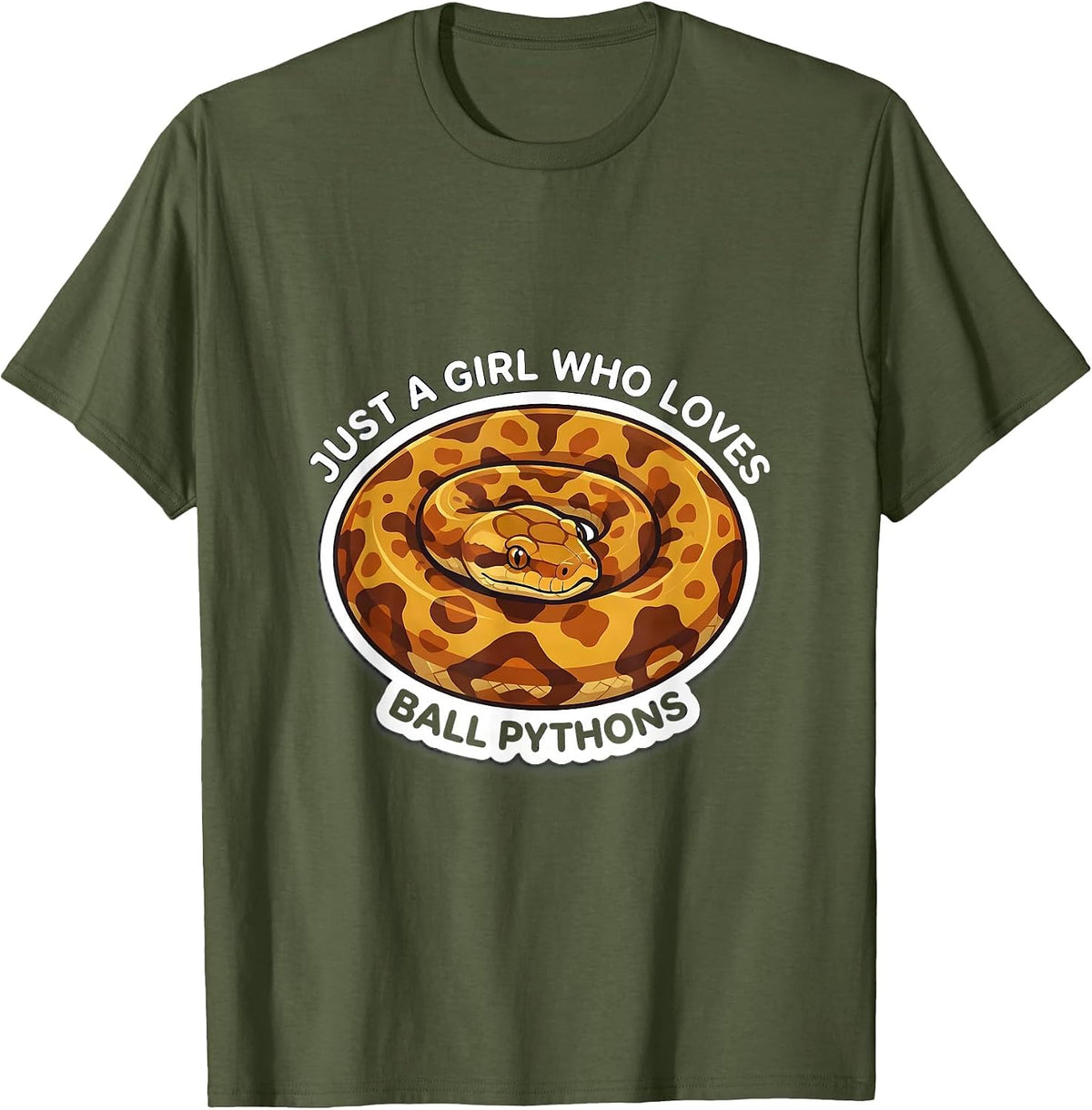 Men's Just A Girl Who Loves Ball Pythons Funny Reptile Lover Gift T-Shirt - Olive Green