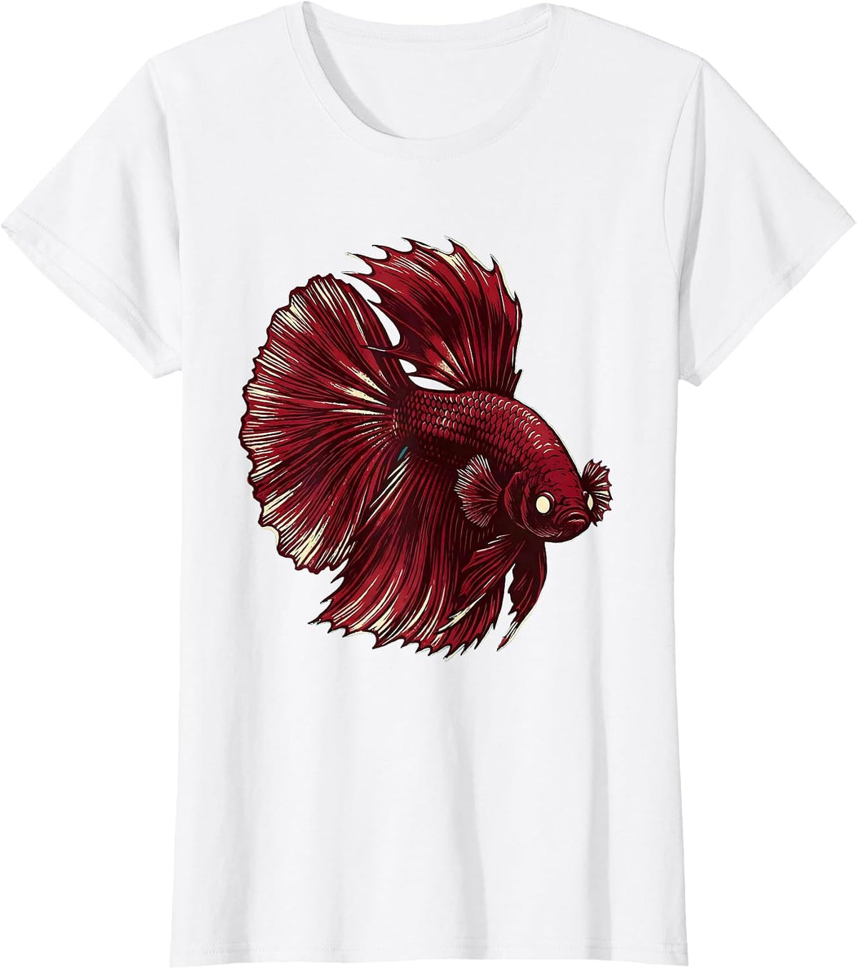 Colorful Betta Fish Flowing Fins Illustration T-Shirt - White
