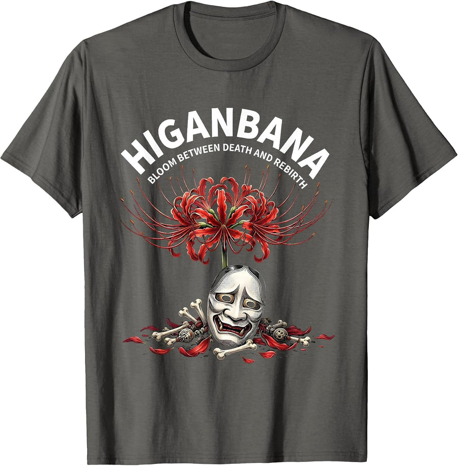 Higanbana, Bloom Between Death And Rebirth Anime Goth T-Shirt - Asphalt Grey