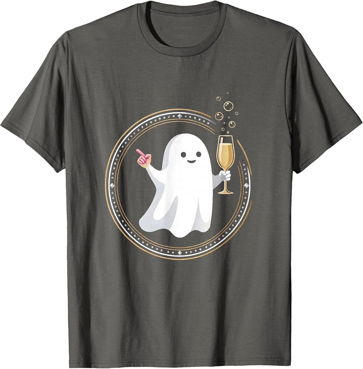 Men's Boo-Jee Ghost Sipping Champagne Illustration T-Shirt - Asphalt Grey