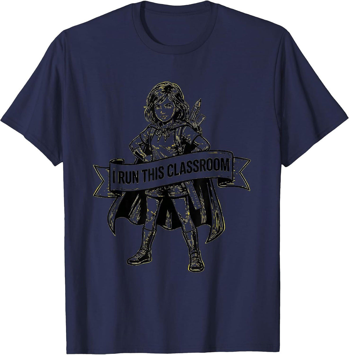 I Run This Classroom Third Grade Teacher Design T-Shirt - Navy Blue