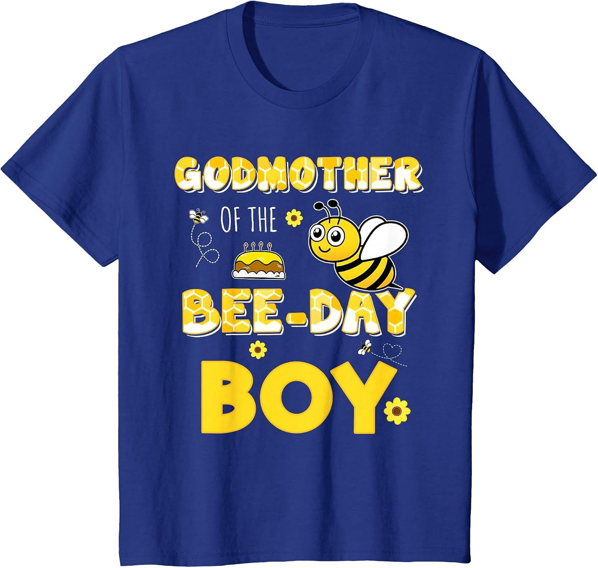 Godmother of The Bee-Day Boy Hive Party Matching Birthday T-Shirt - Royal Blue