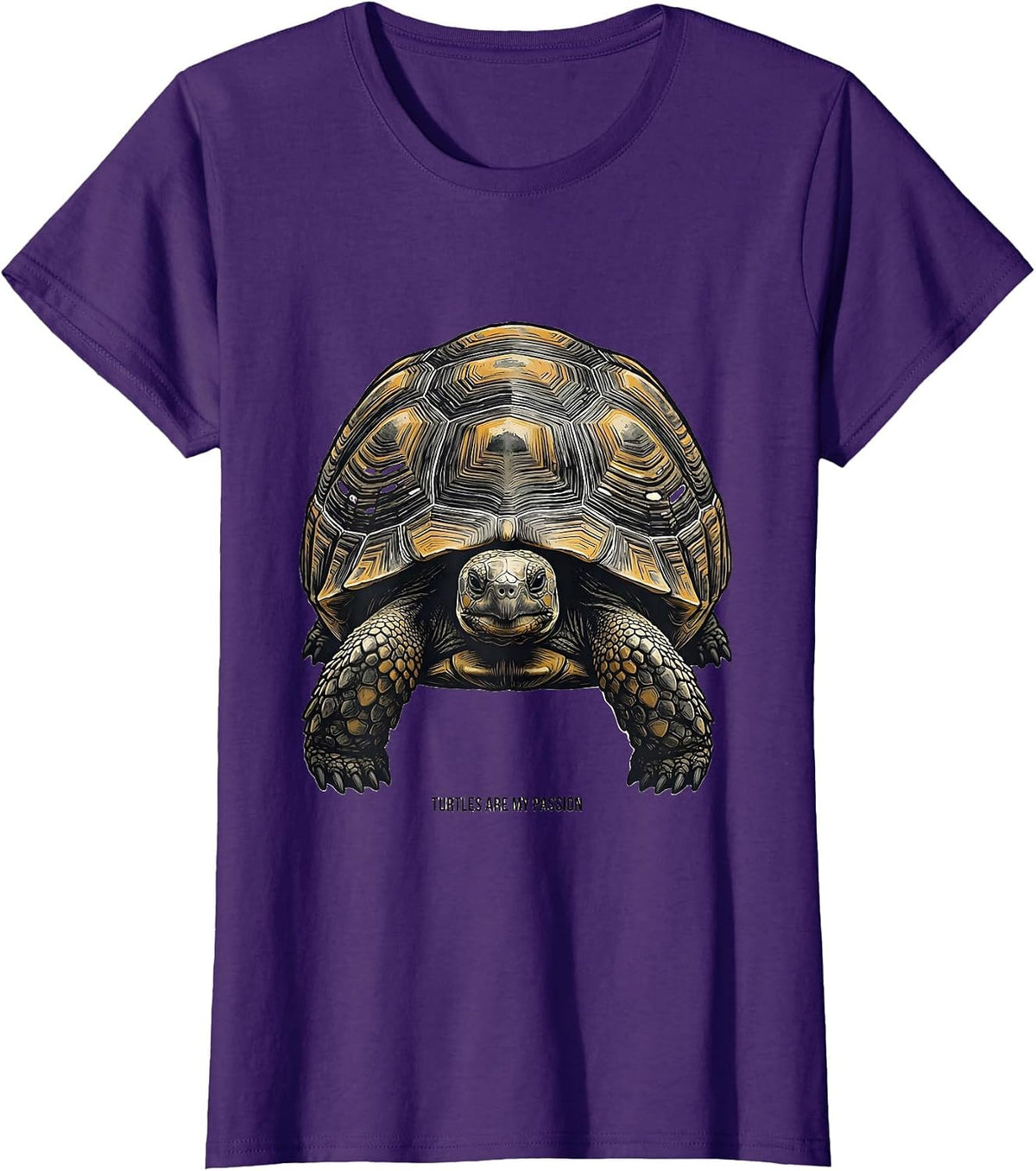 Women's Turtles Are My Passion Linocut Turtle Lover Gift T-Shirt - Purple
