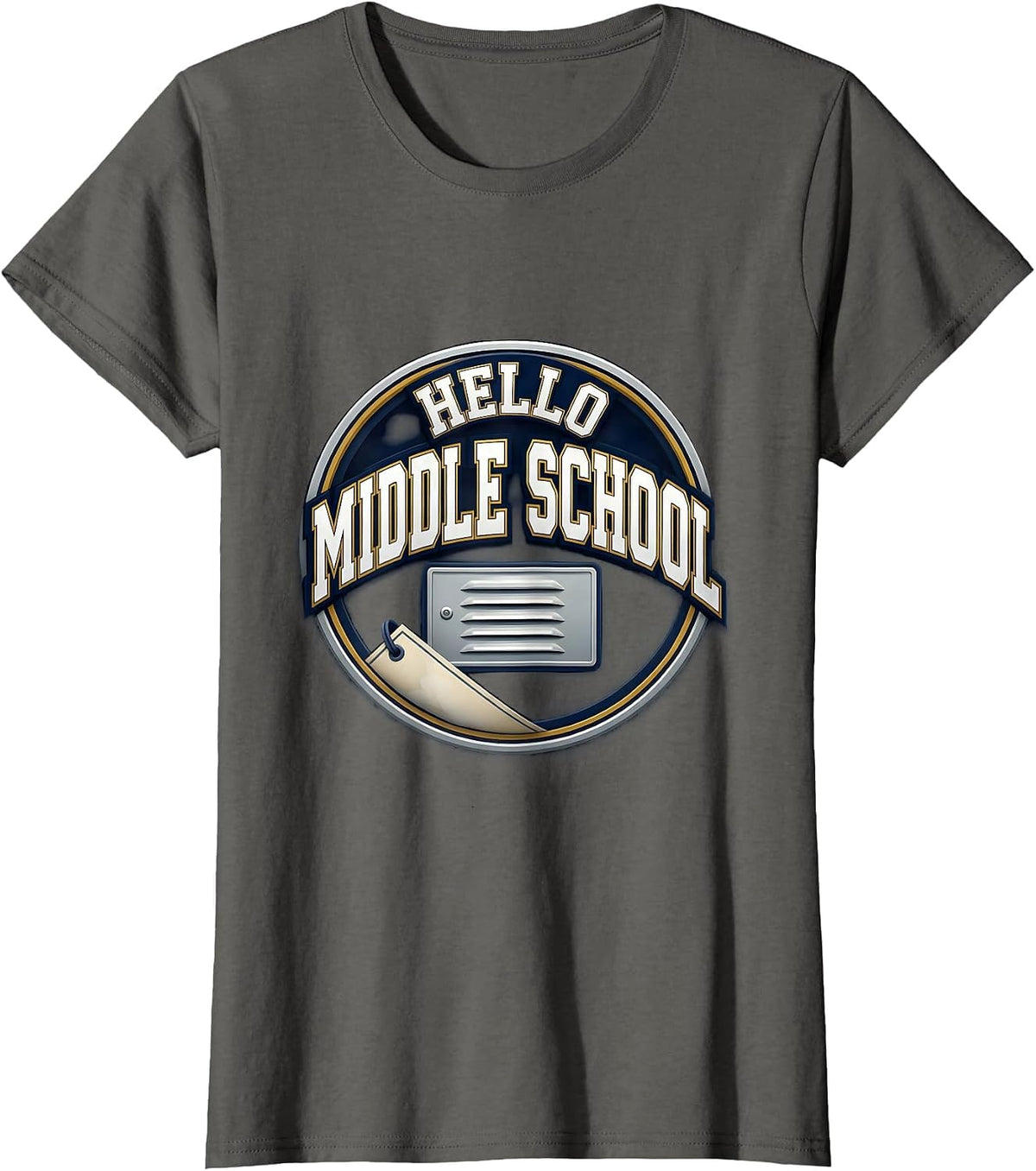 Women's Hello Middle School Sports Kids Back To School Teacher T-Shirt - Asphalt Grey