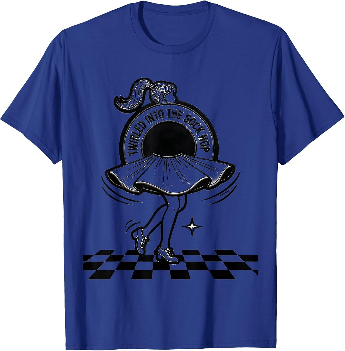 Twirled Into The Sock Hop Retro 1950s Rockabilly Sock Hop T-Shirt - Royal Blue