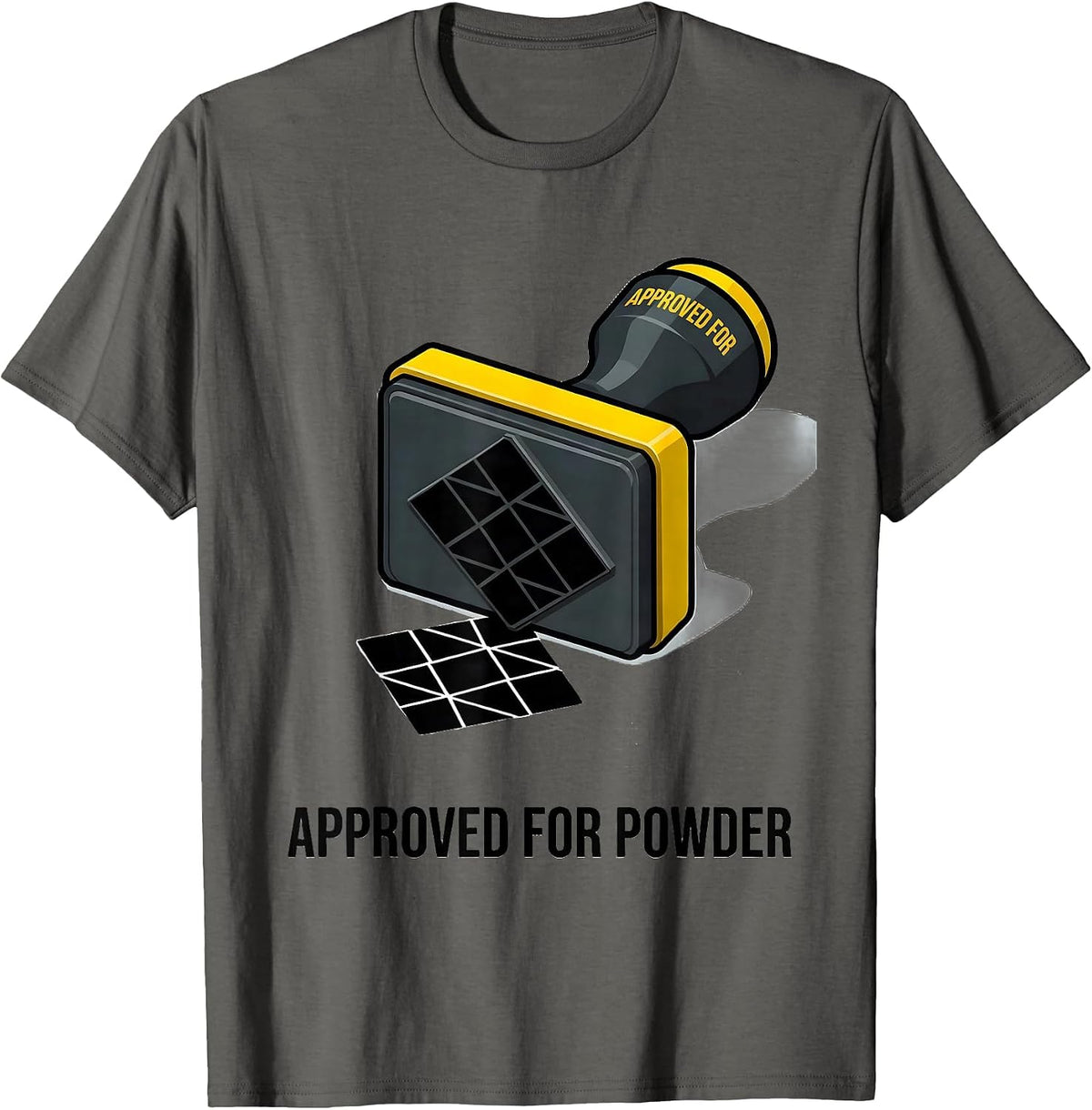 Men's Approved For Powder Funny Ski Snowboarder Gift T-Shirt - Asphalt Grey