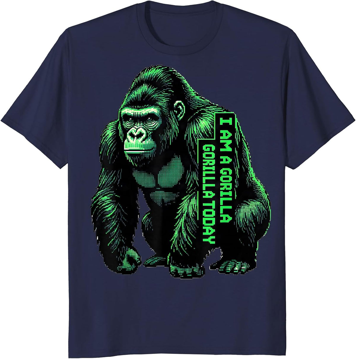 I Am A Gorilla Today Funny Pixel Art Gorilla Costume T-Shirt - Navy Blue