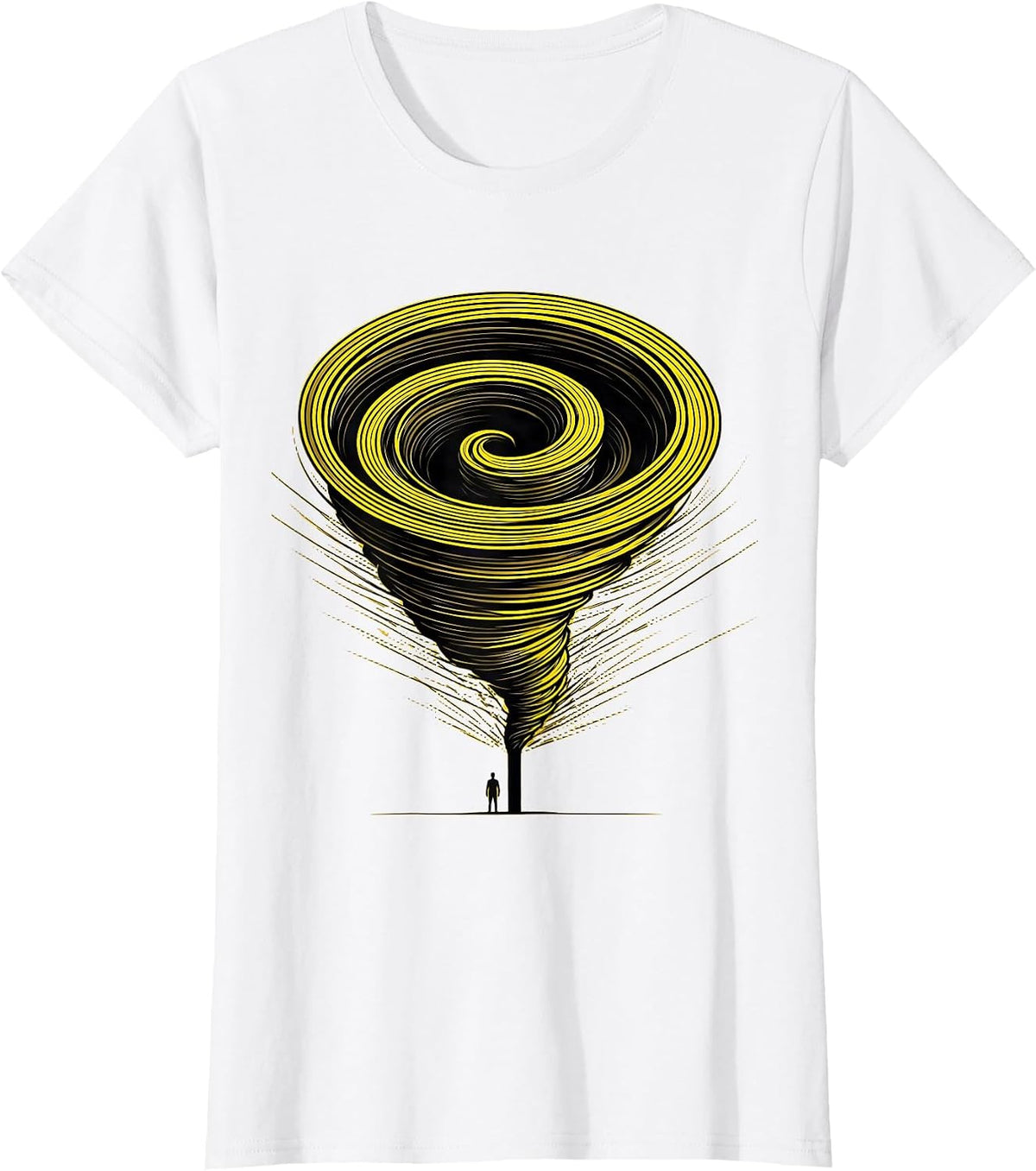 Asymmetrical Tornado Vortex Minimalist Storm Chaser T-Shirt - White
