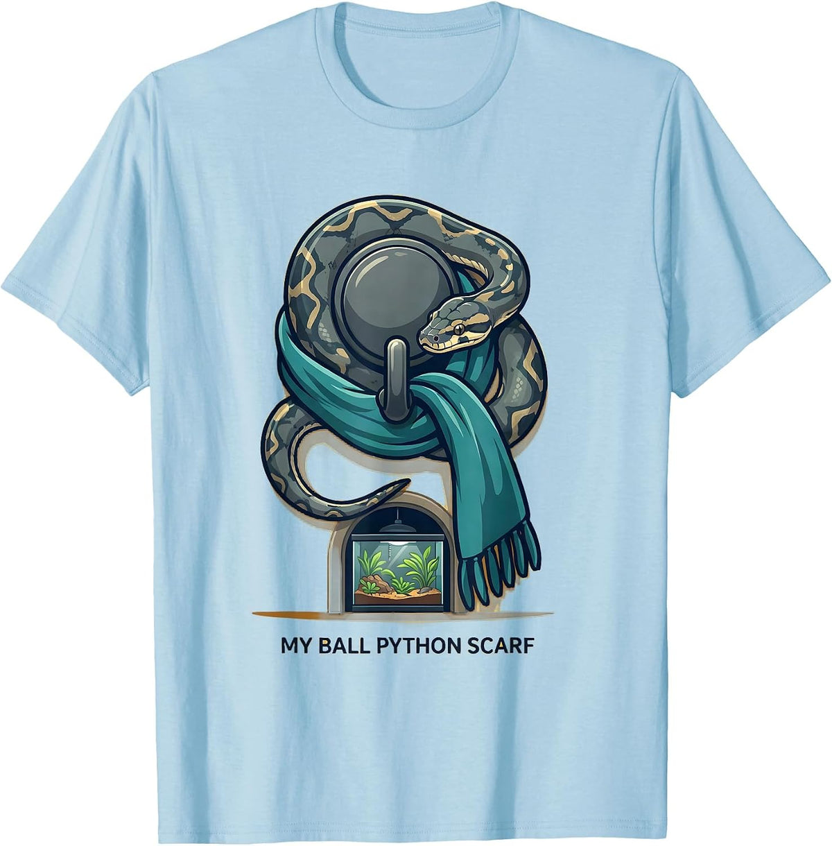 Men's My Ball Python Scarf Funny Reptile Owner Snake Humor T-Shirt - Baby Blue