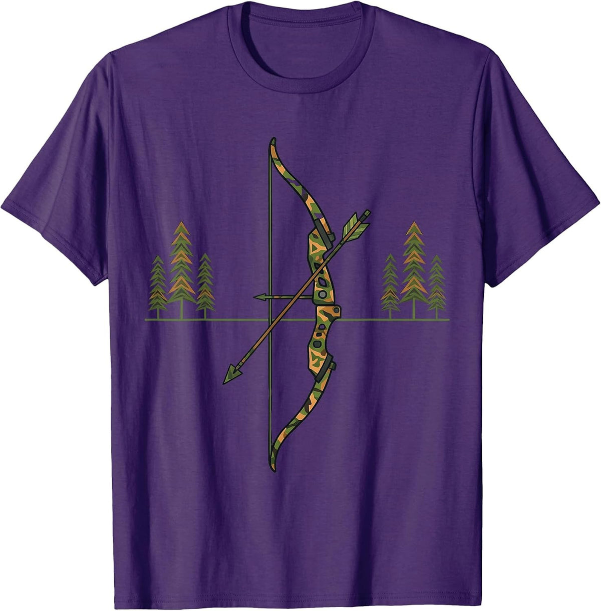 Men's Camo Hunting Bow and Arrow Graphic T-Shirt - Purple