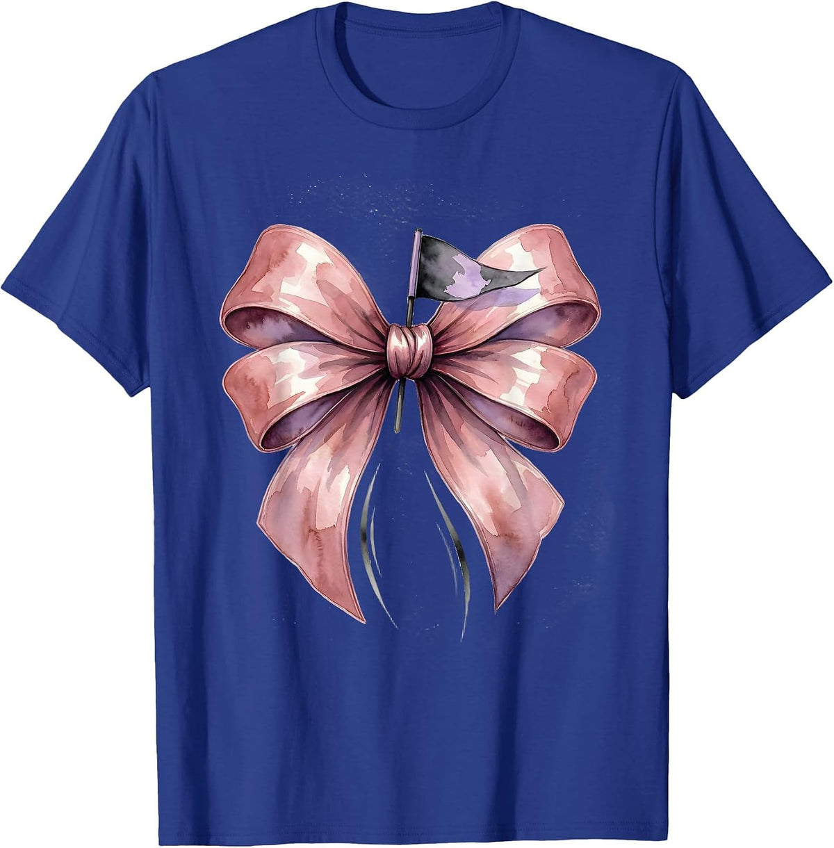 Loop-and-Tail Bow Watercolor Coquette Girls Cute T-Shirt - Royal Blue