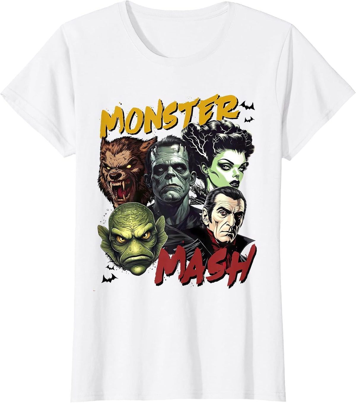 Horror Scary Monster Lover Vampire Frankenstein Halloween T-Shirt - White