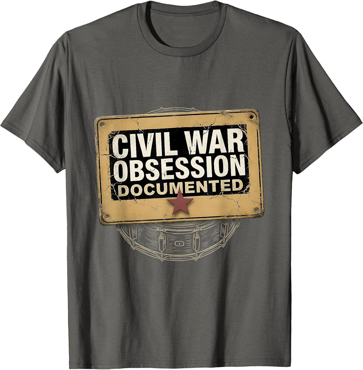 Civil War Obsession Documented Funny History Buff Reenactor T-Shirt - Asphalt Grey