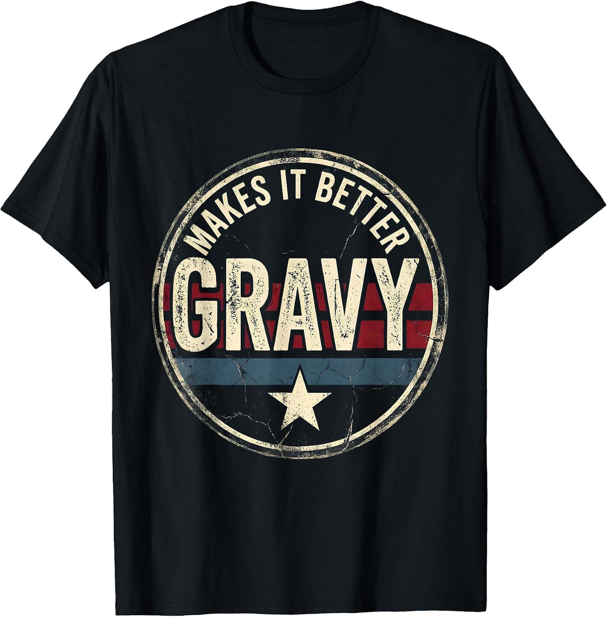 Men's Gravy Makes It Better Turkey Dinner Design T-Shirt - Black