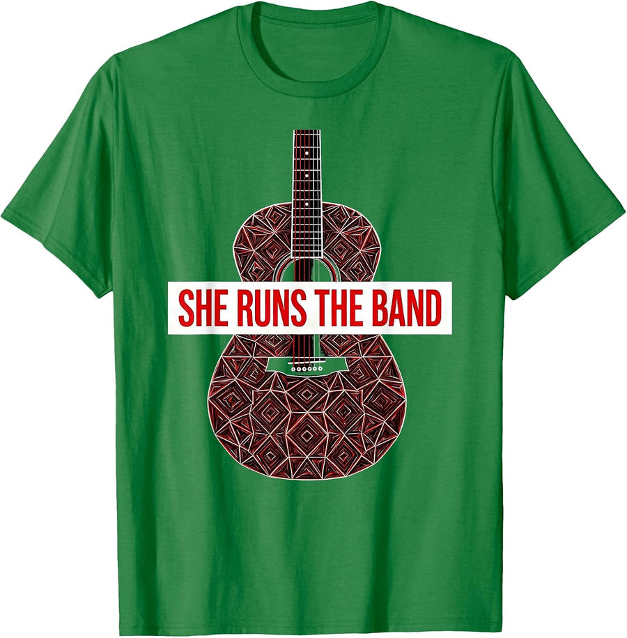 Men's She Runs the Band Music Lover Design T-Shirt - Kelly Green